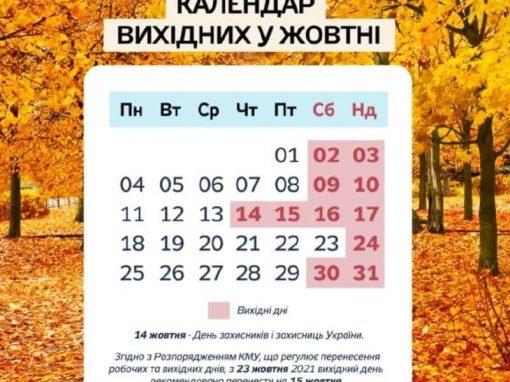 Українці відпочиватимуть третину жовтня